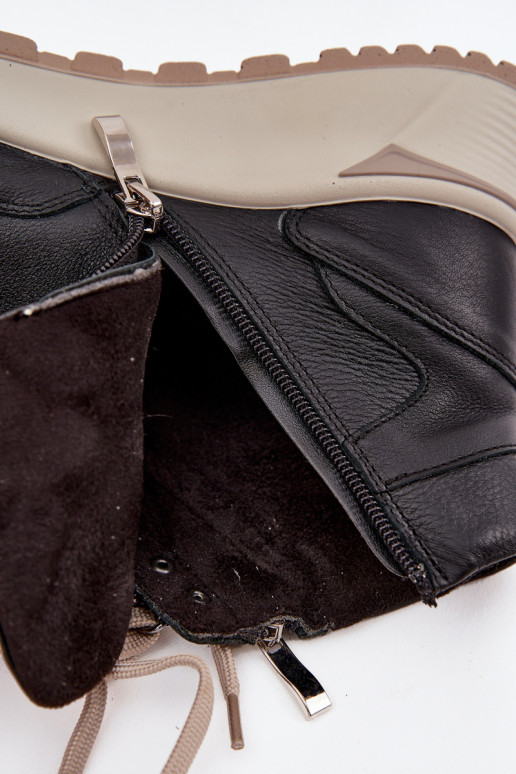 Stivali Stile sportivo Femminile con una piattaformaAbilitatoturalnej Skóry Zazoo Z1239 colore nero