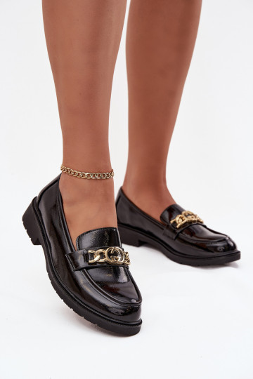 Mocassini laccati Femminile con dettagli dorati S.Barski HY52-539 colore nero 2