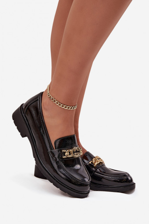 Mocassini laccati Femminile con dettagli dorati S.Barski HY52-539 colore nero