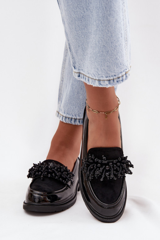 Femminile Mocassini con effetto vernice S.Barski HY52-369B colore nero