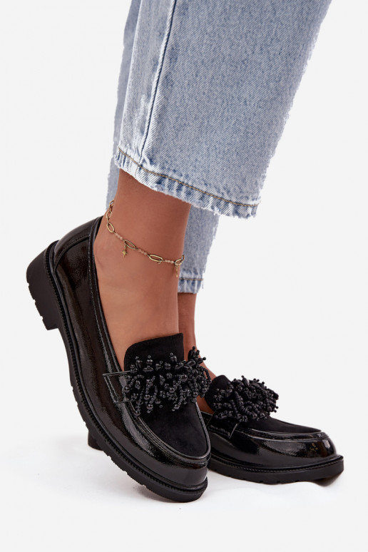 Femminile Mocassini con effetto vernice S.Barski HY52-369B colore nero