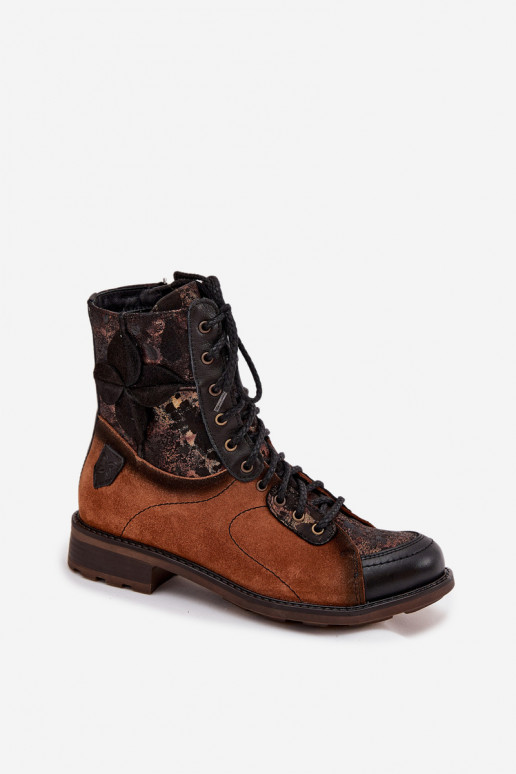 Pelle Stivali da donnaAbilitatoturalnej Skóry con tacchi larghi Deveciejka 07004-29 colore marrone