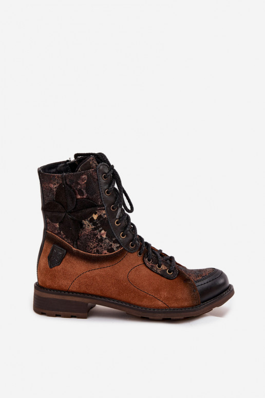 Pelle Stivali da donnaAbilitatoturalnej Skóry con tacchi larghi Deveciejka 07004-29 colore marrone