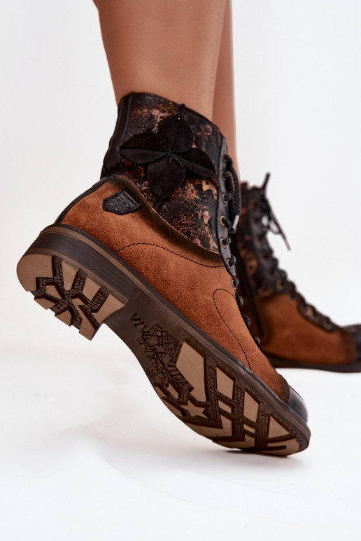 Pelle Stivali da donnaAbilitatoturalnej Skóry con tacchi larghi Deveciejka 07004-29 colore marrone