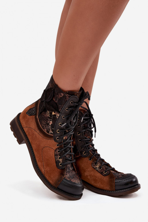 Pelle Stivali da donnaAbilitatoturalnej Skóry con tacchi larghi Deveciejka 07004-29 colore marrone