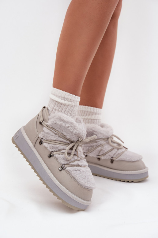 Basso Stivali da neve con una piattaforma con una pelliccia D.Franklin DFSH370011 colore grigio