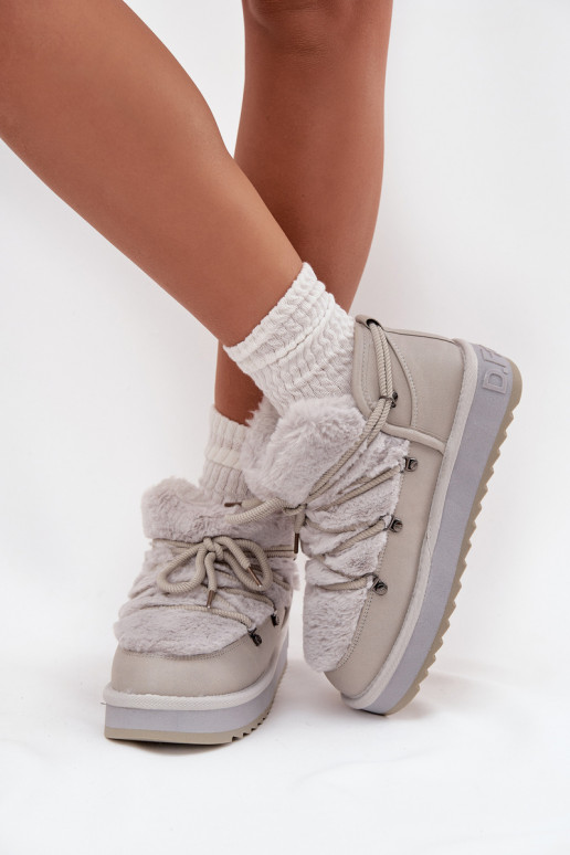 Basso Stivali da neve con una piattaforma con una pelliccia D.Franklin DFSH370011 colore grigio