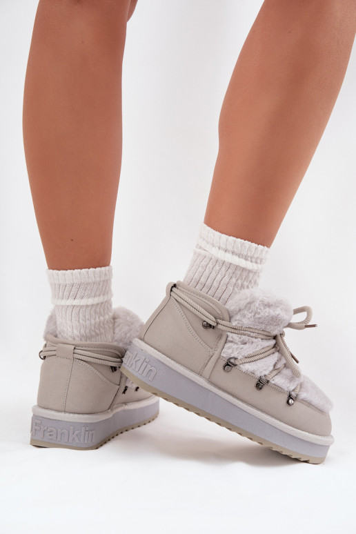Basso Stivali da neve con una piattaforma con una pelliccia D.Franklin DFSH370011 colore grigio