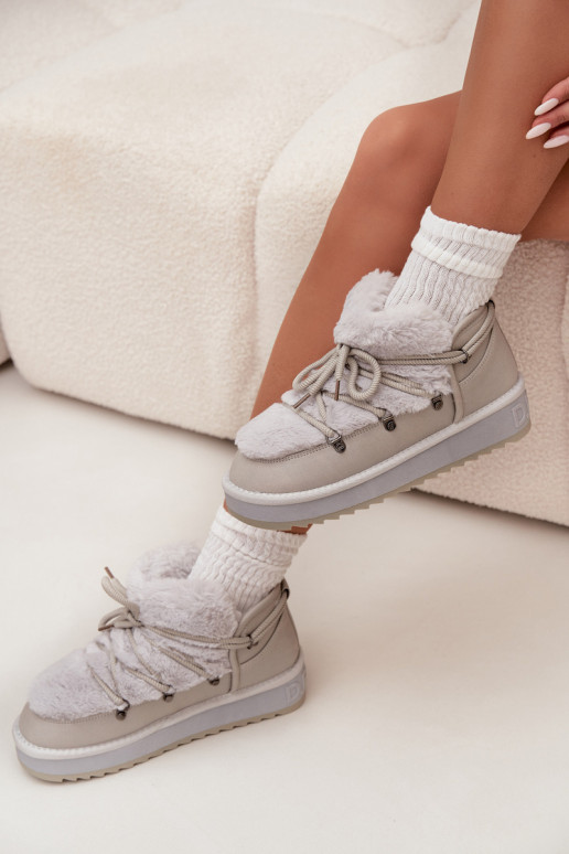 Basso Stivali da neve con una piattaforma con una pelliccia D.Franklin DFSH370011 colore grigio