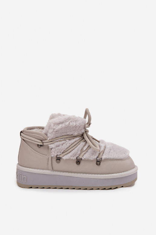 Basso Stivali da neve con una piattaforma con una pelliccia D.Franklin DFSH370011 colore grigio