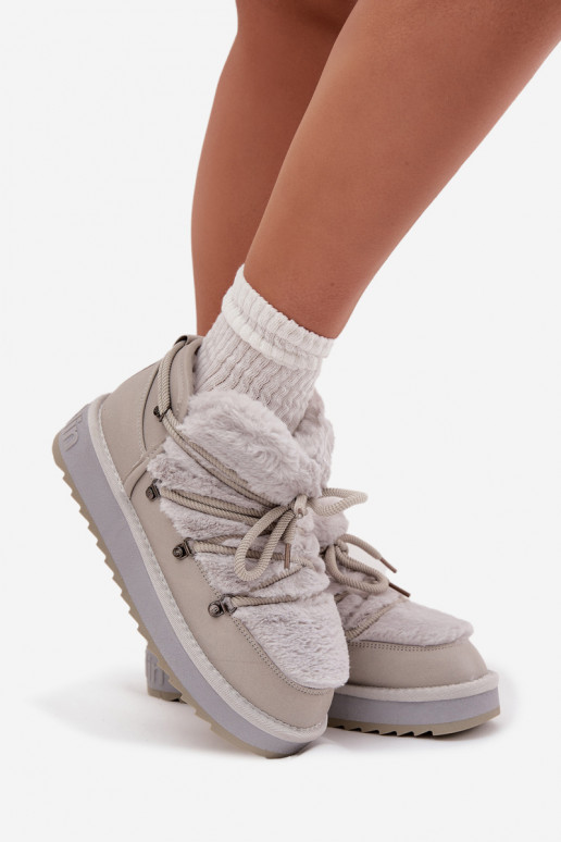 Basso Stivali da neve con una piattaforma con una pelliccia D.Franklin DFSH370011 colore grigio