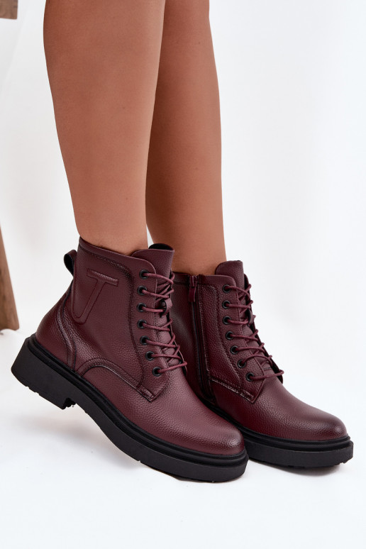 riscaldamento Stivali da donnaAbilitatoturalnej Skóry Sergio Leone BT25248-S Borgogna