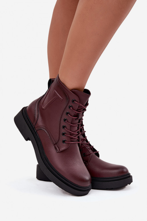 riscaldamento Stivali da donnaAbilitatoturalnej Skóry Sergio Leone BT25248-S Borgogna