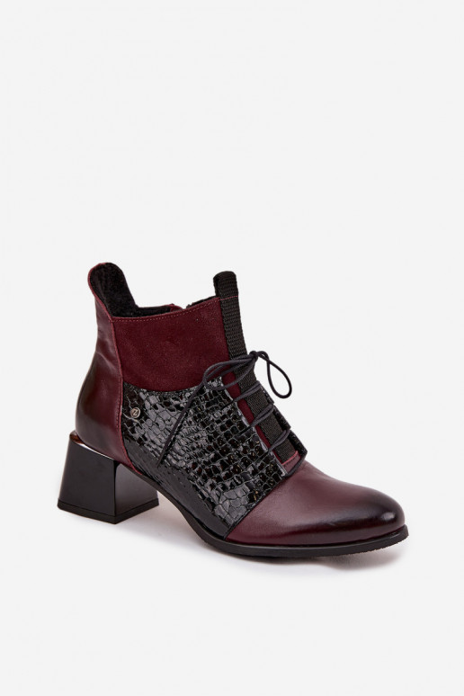 Zazoo 60503 Pelle Stivali con i tacchi riscaldamento Borgogna