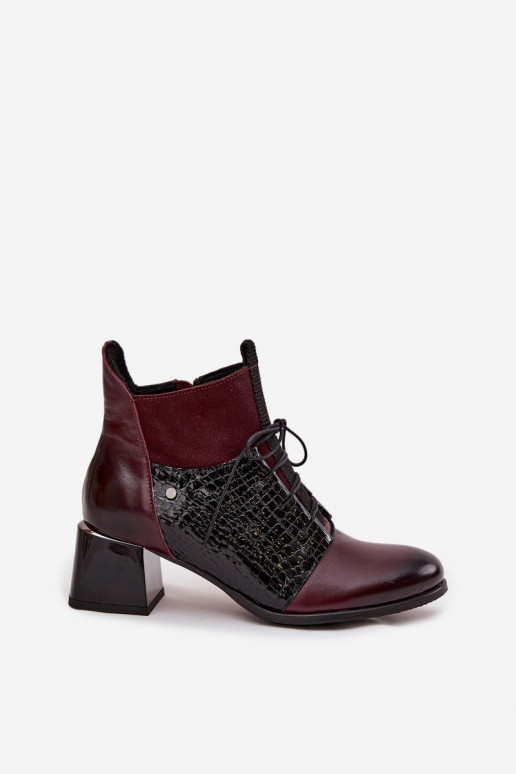 Zazoo 60503 Pelle Stivali con i tacchi riscaldamento Borgogna