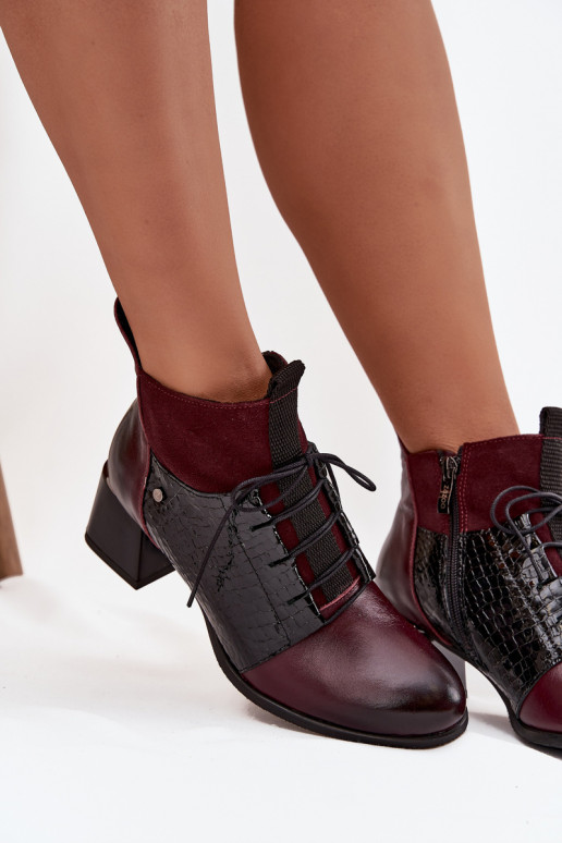 Zazoo 60503 Pelle Stivali con i tacchi riscaldamento Borgogna