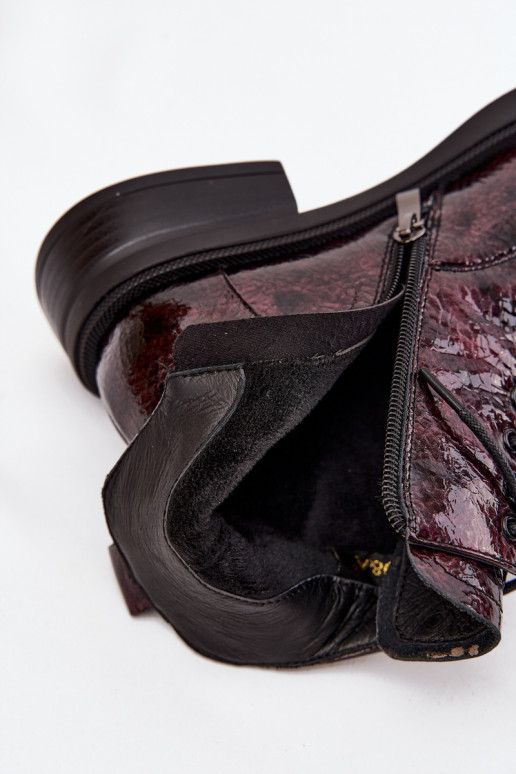 con effetto vernice Pelle Stivali da donna Klocke D&A LZ52-954 Borgogna