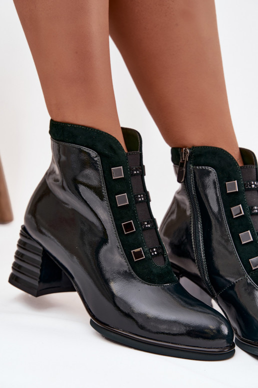 con effetto vernice Stivali da donnaAbilitatoturalnej Skóry con i tacchi D&ACR52-696 colore kaki