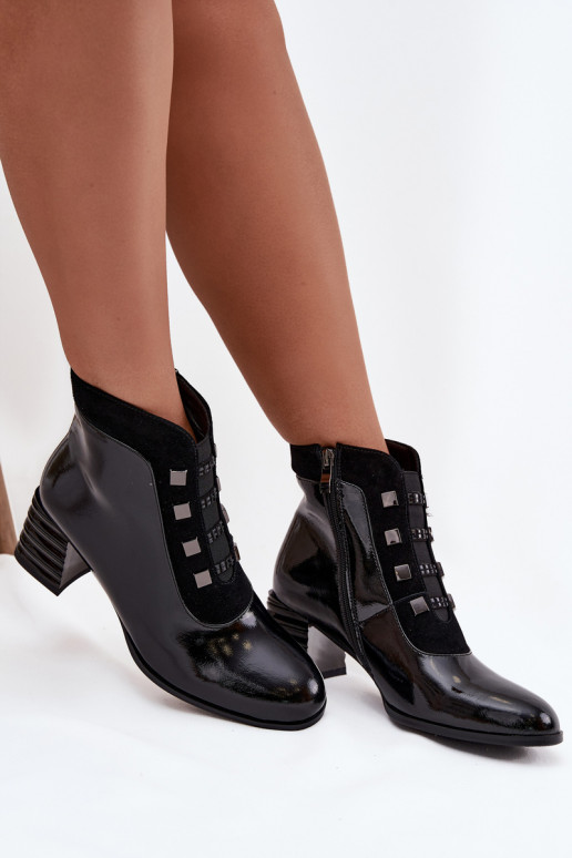 Pelle con effetto vernice Stivali da donna D&A MR52-144 colore nero