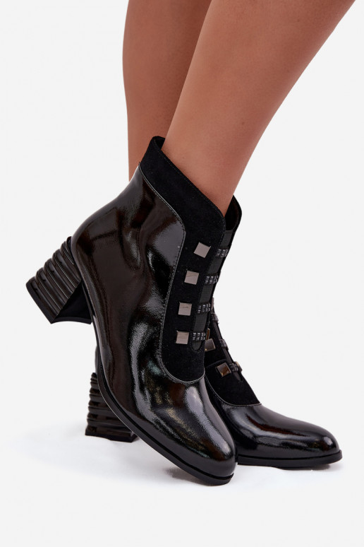 Pelle con effetto vernice Stivali da donna D&A MR52-144 colore nero