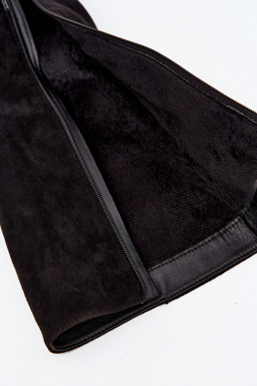 stivali da donna con i tacchi con fibbie dorate riscaldamento colore nero Seraphine