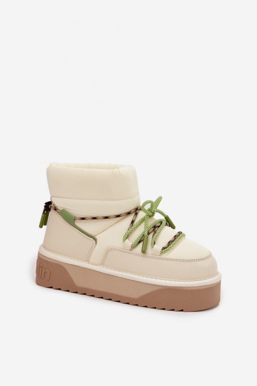 Stivali da neve con una piattaforma D.Franklin DFSH371015 colore avorio