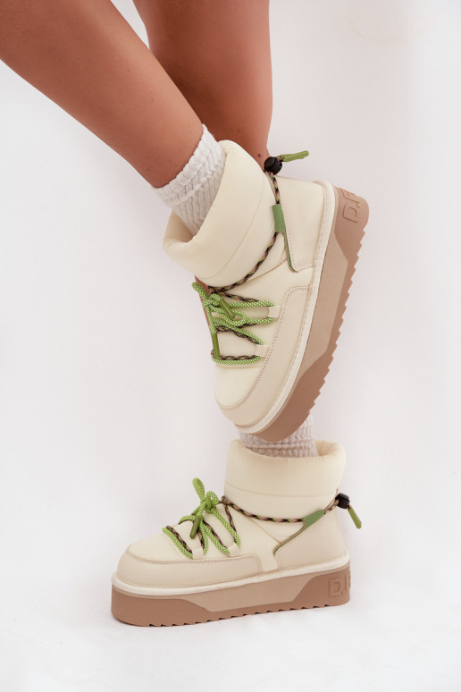 Stivali da neve con una piattaforma D.Franklin DFSH371015 colore avorio