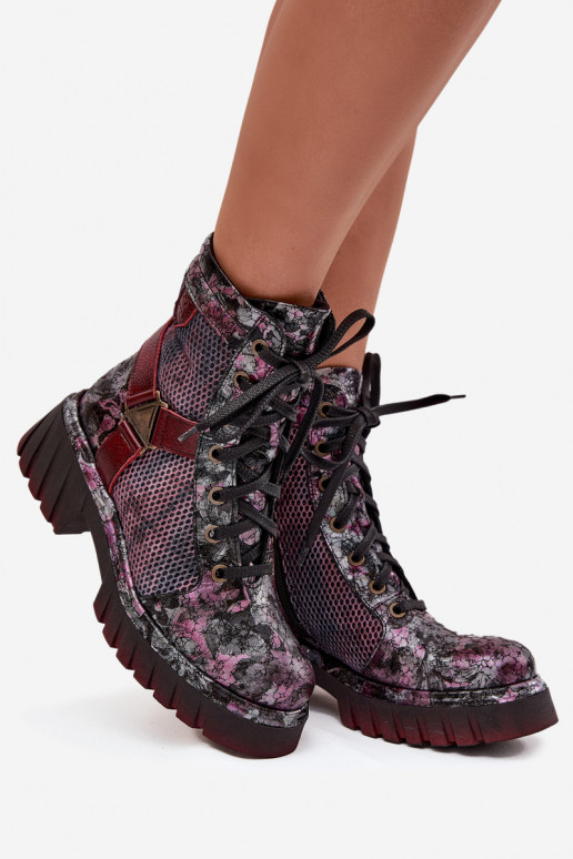 Pelle Stivaletti da lavoro Femminile Deveciejka 07072-23 Borgogna