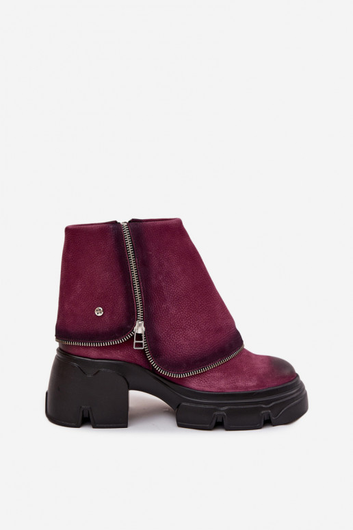 Pelle Stivali da donnaINyAiniętą CholeAką Deveciejka 07145-23 Borgogna