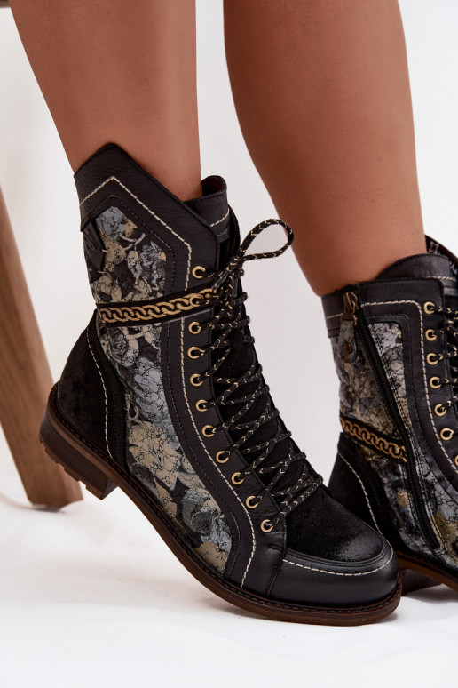 Stivali da donnaAbilitatoturalnej Skóry Deveciejka 07097-01 Nero e-colore dorato