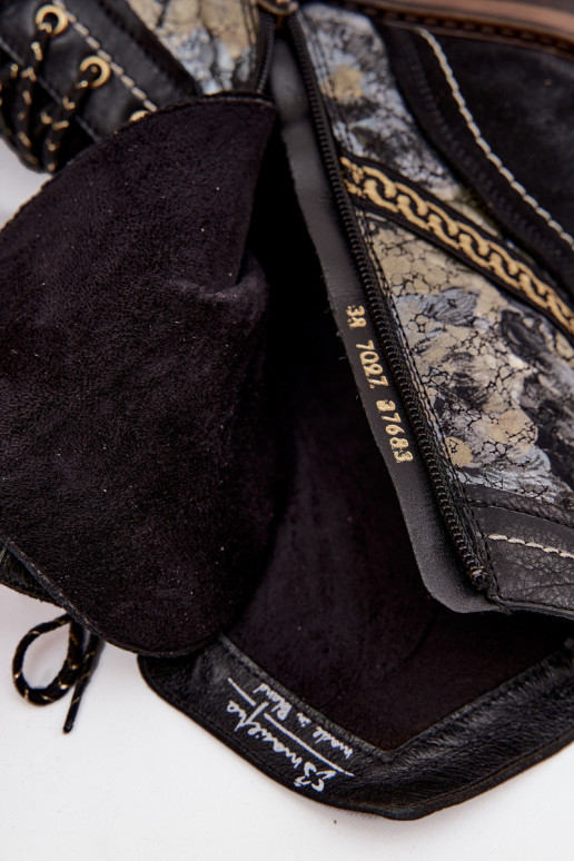 Stivali da donnaAbilitatoturalnej Skóry Deveciejka 07097-01 Nero e-colore dorato