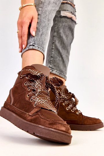 Scarpe sportive alte color marrone con lacci spessi Klevis 2