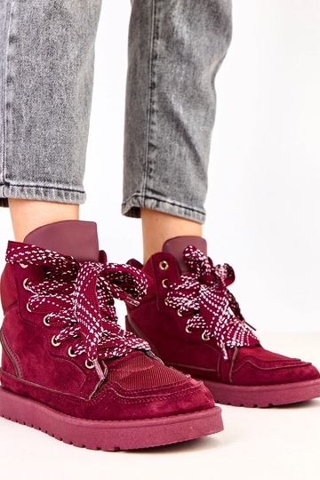 Scarpe sportive alte color ciliegia con lacci spessi Klevis