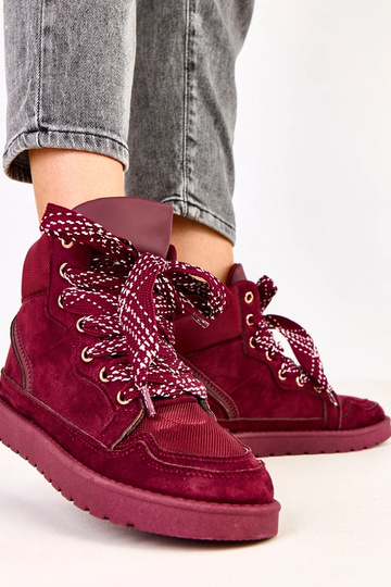 Scarpe sportive alte color ciliegia con lacci spessi Klevis 2