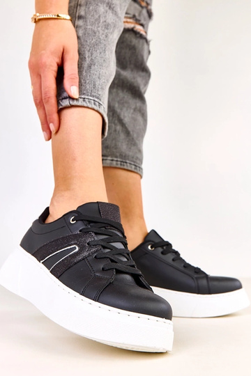 Scarpe sportive nere con piattaforma e dettaglio scintillante Jeromi 2
