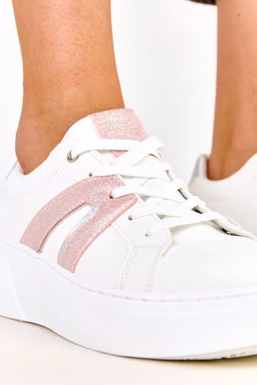 Scarpe sportive bianche con piattaforma e dettaglio scintillante Jeromi