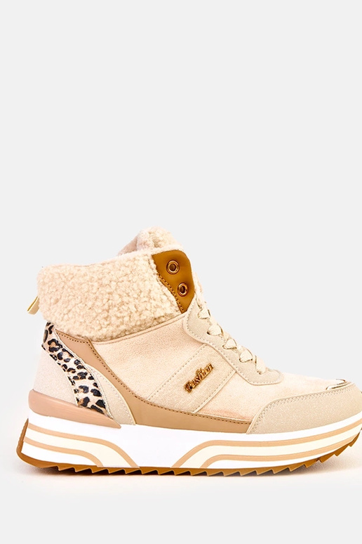 Scarpe sportive alte color sabbia e...