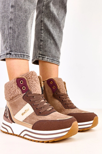 Scarpe sportive alte color marrone e calde con pelliccia Mirasen 2