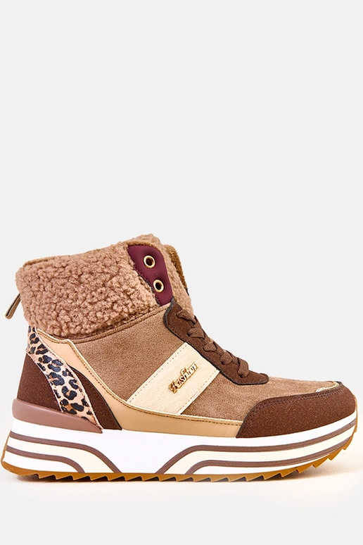 Scarpe sportive alte color marrone e...