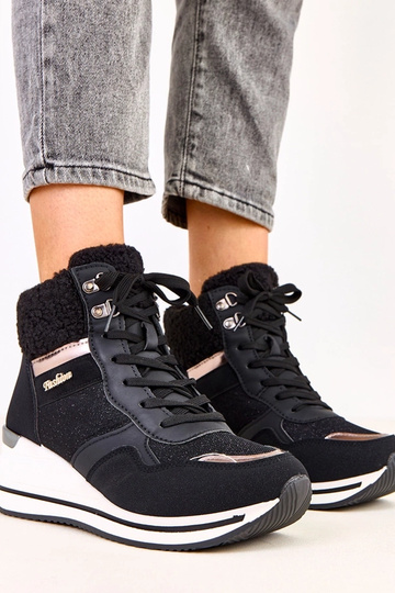 Scarpe sportive alte nere e calde con piattaforma Rolinda