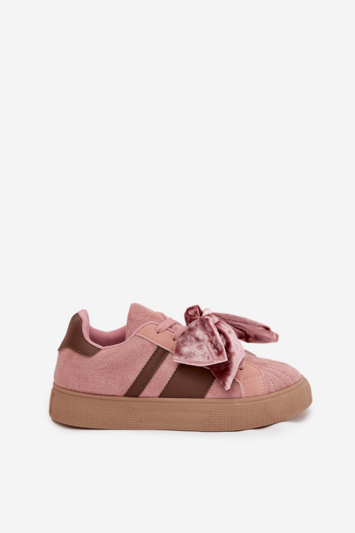 Scarpe sportive da donna in stile casual con fiocco in velluto, color rosa, Ashlyn