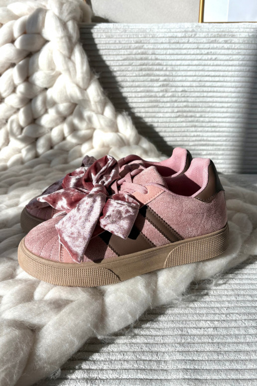 Scarpe sportive da donna in stile casual con fiocco in velluto, color rosa, Ashlyn