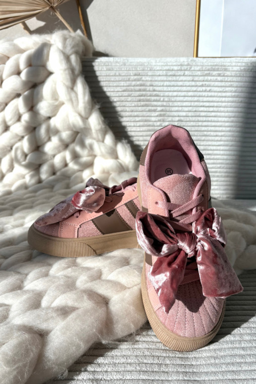 Scarpe sportive da donna in stile casual con fiocco in velluto, color rosa, Ashlyn