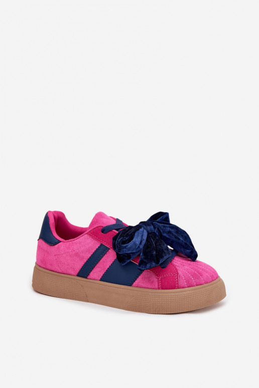 Scarpe sportive da donna in stile casual con fiocco in velluto, color rosa, Ashlyn