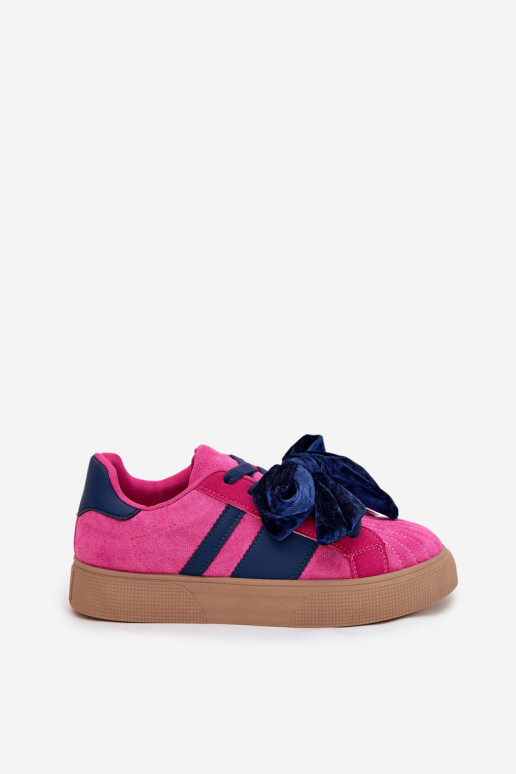 Scarpe sportive da donna in stile casual con fiocco in velluto, color rosa, Ashlyn
