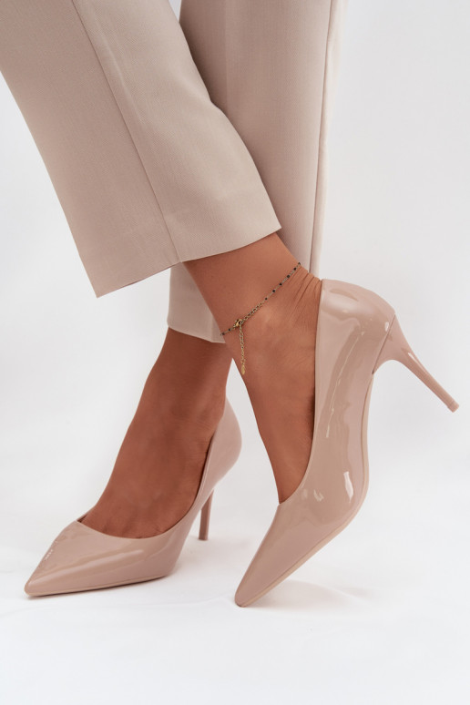 con effetto vernice Eko Pelle scarpe col tacco alto Femminile Ze Szpiczastymi Noskami beige Jadira con effetto vernice Eko Pelle scarpe col tacco alto Femminile Ze Szpiczastymi Noskami beige Jadira