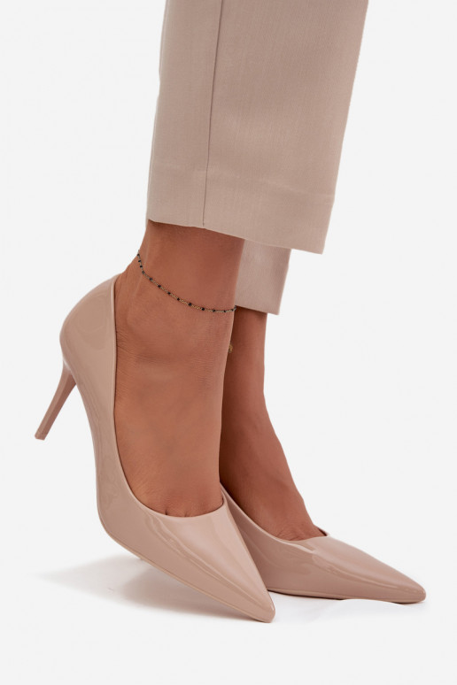 con effetto vernice Eko Pelle scarpe col tacco alto Femminile Ze Szpiczastymi Noskami beige Jadira con effetto vernice Eko Pelle scarpe col tacco alto Femminile Ze Szpiczastymi Noskami beige Jadira