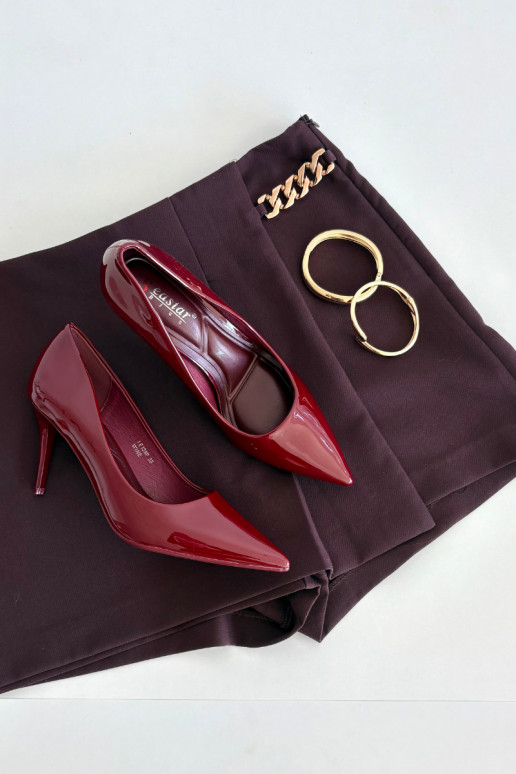 con effetto vernice Eko Pelle scarpe col tacco alto Femminile Ze Szpiczastymi Noskami Borgogna Jadira