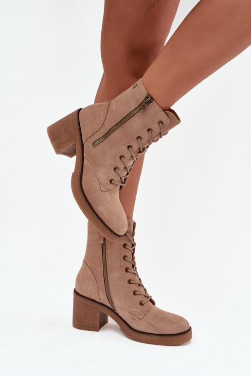 riscaldamento Stivali da donna Con un pizzo e cerniereami beige Paressa