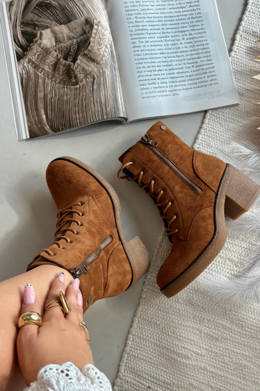 riscaldamento Stivali da donna Con un pizzo e cerniereami colore marrone Paressa